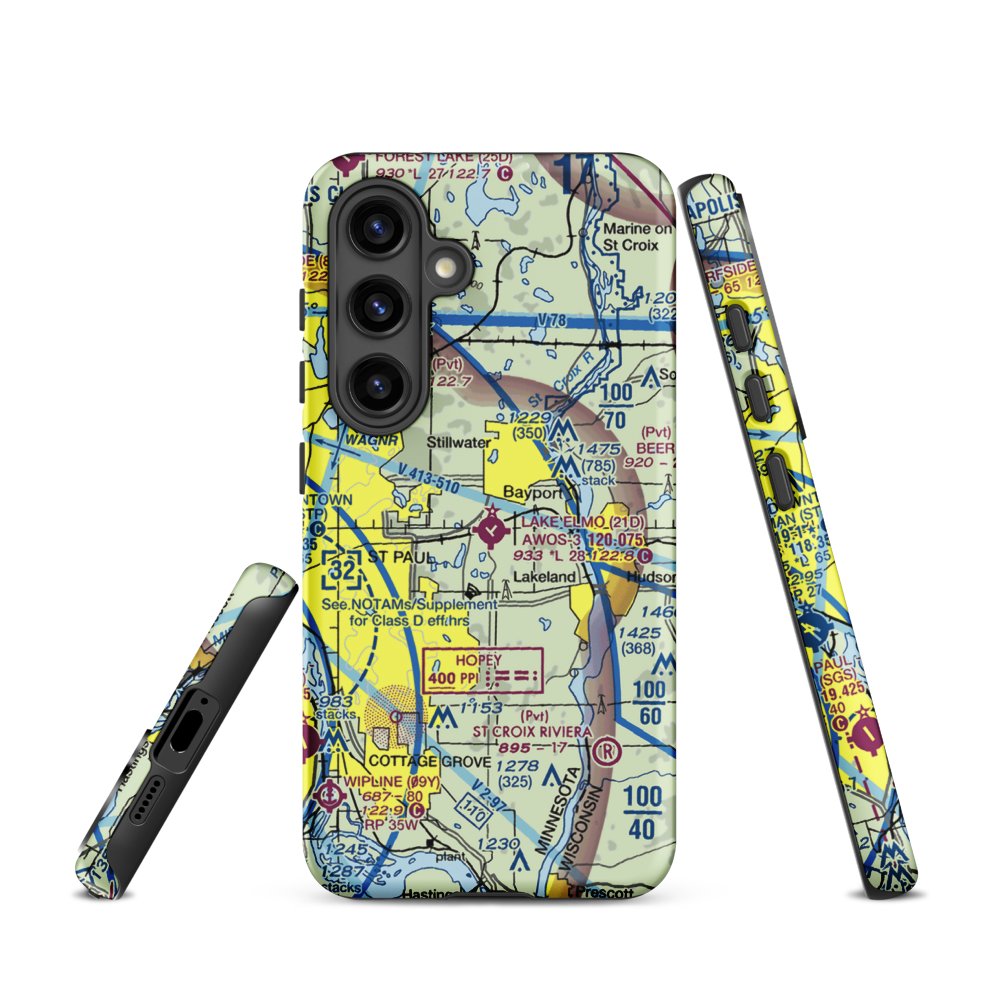 Lake Elmo Airport (21D) VFR Sectional Samsung Phone Case Samsung Galaxy S24 model shown