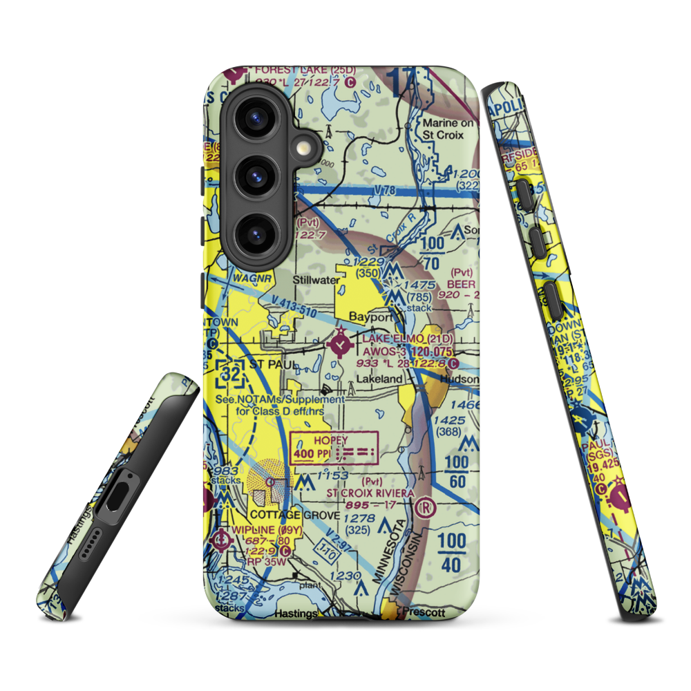 Lake Elmo Airport (21D) VFR Sectional Samsung Phone Case Samsung Galaxy S24 Plus model shown