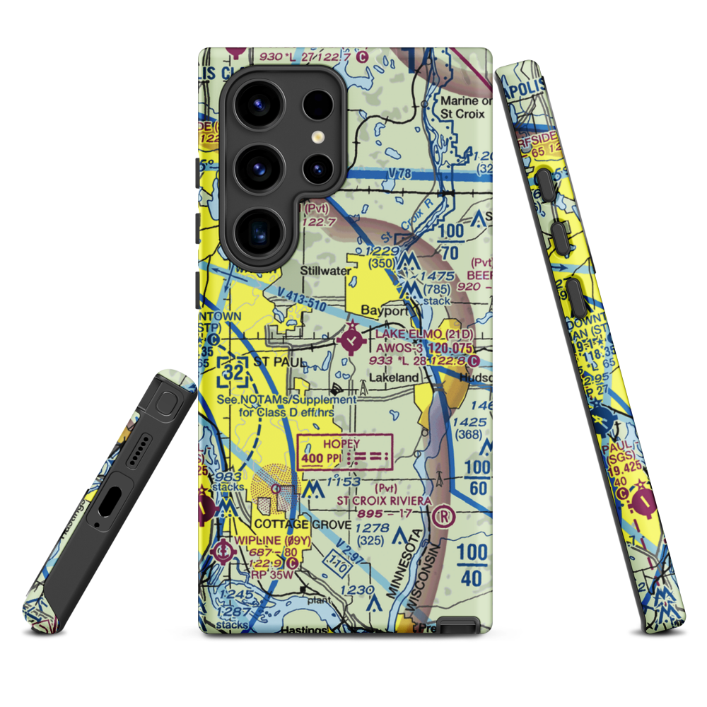 Lake Elmo Airport (21D) VFR Sectional Samsung Phone Case Samsung Galaxy S24 Ultra model shown