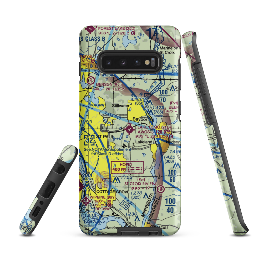 Lake Elmo Airport (21D) VFR Sectional Samsung Phone Case Samsung Galaxy S10 Plus model shown