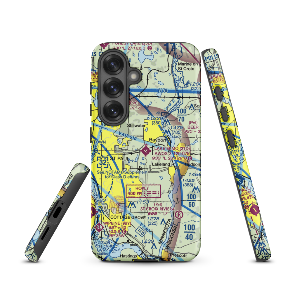 Lake Elmo Airport (21D) VFR Sectional Samsung Phone Case Samsung Galaxy S25 model shown