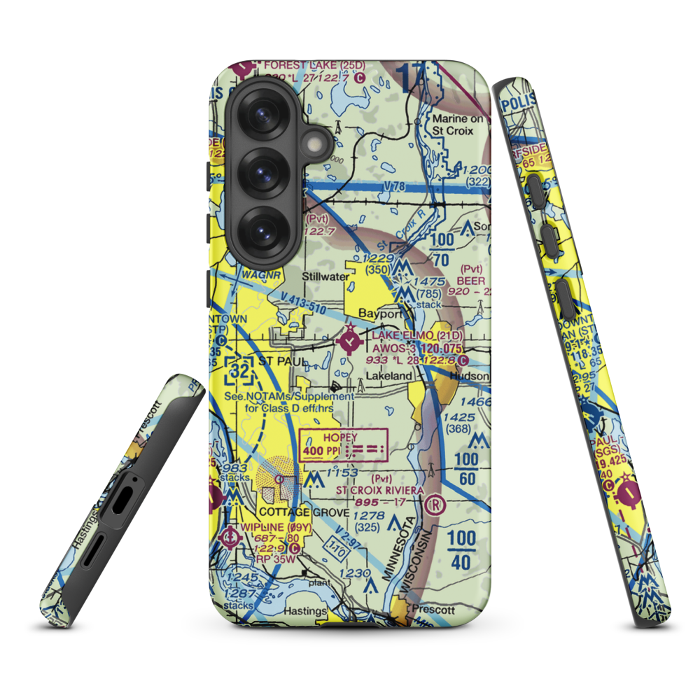 Lake Elmo Airport (21D) VFR Sectional Samsung Phone Case Samsung Galaxy S25 Plus model shown