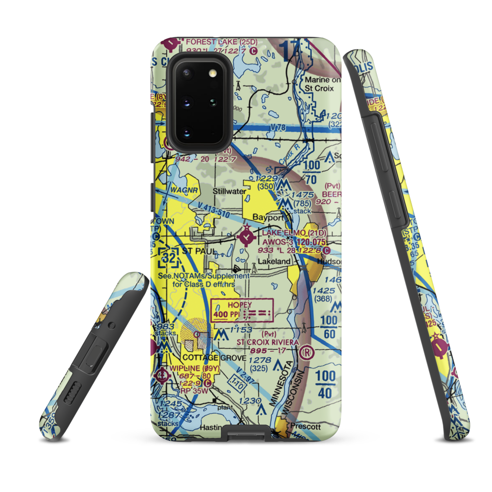 Lake Elmo Airport (21D) VFR Sectional Samsung Phone Case Samsung Galaxy S20 Plus model shown