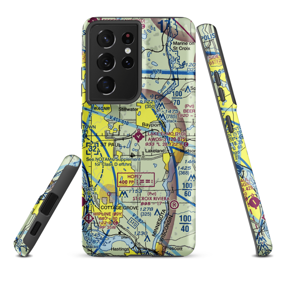 Lake Elmo Airport (21D) VFR Sectional Samsung Phone Case Samsung Galaxy S21 Ultra model shown