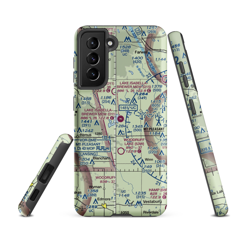 Lake Isabella Airpark (D15) VFR Sectional Samsung Phone Case Samsung Galaxy S21 FE model shown