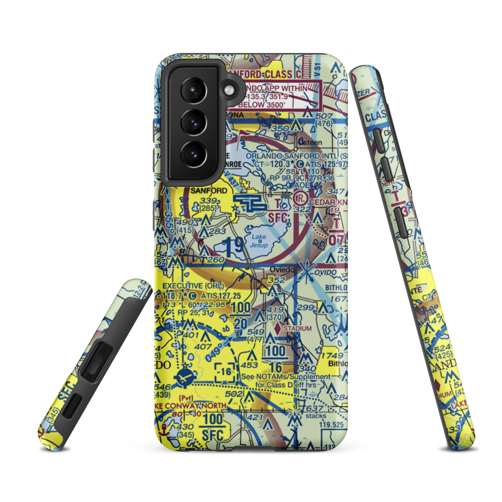 Lake Jessup Seaplane Base (98FD) VFR Sectional Samsung Phone Case Samsung Galaxy S21 FE model shown