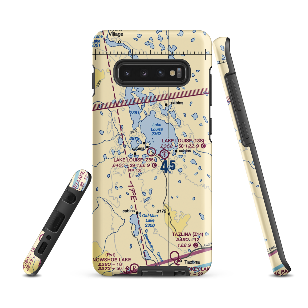 Lake Louise Airport (Z55) VFR Sectional Samsung Phone Case Samsung Galaxy S10 Plus model shown