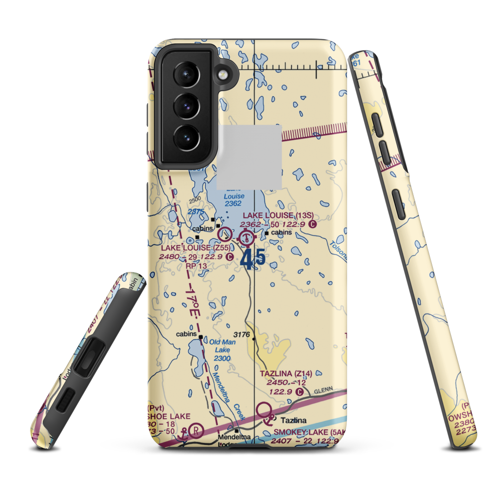 Lake Louise Seaplane Base (13S) VFR Sectional Samsung Phone Case Samsung Galaxy S21 FE model shown