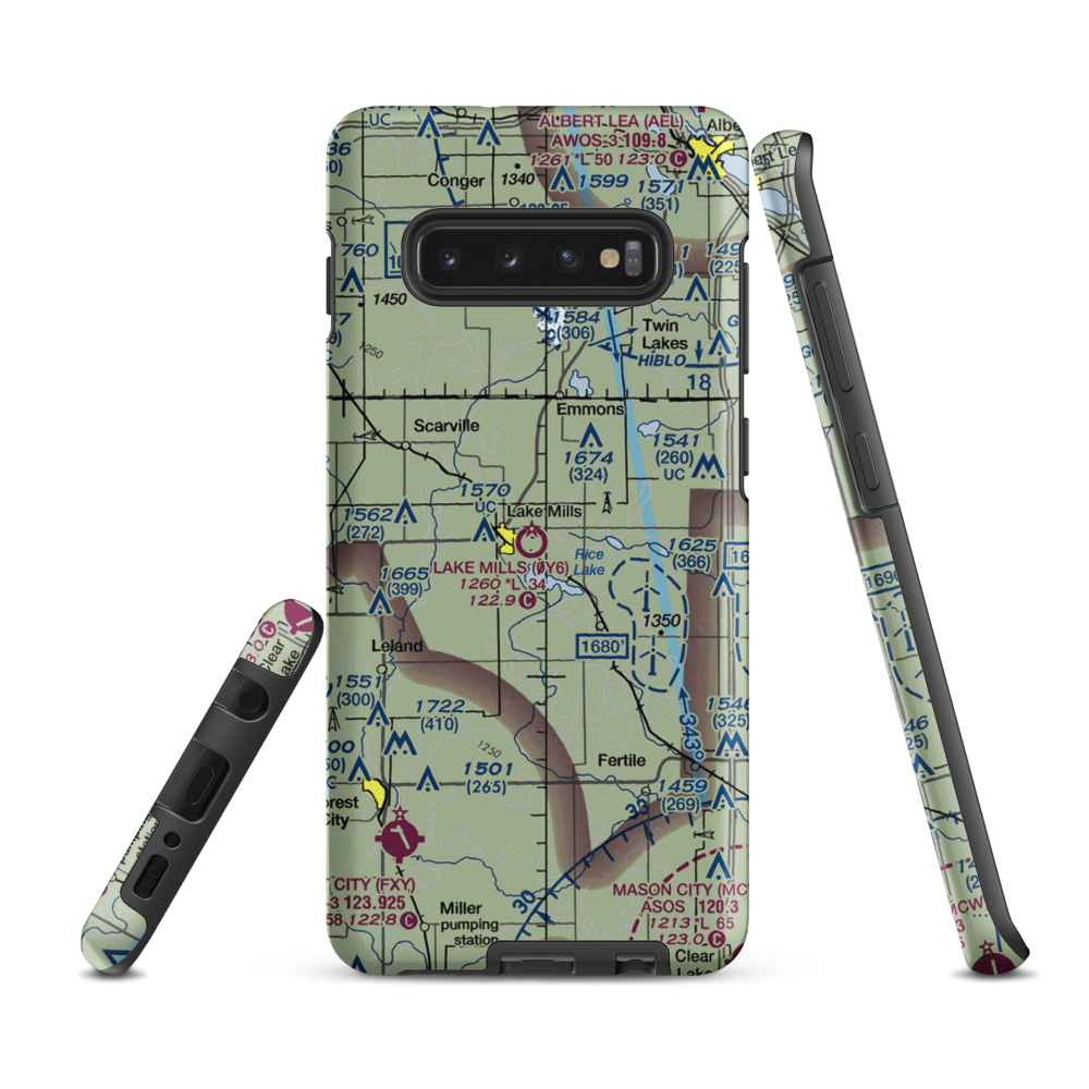 Lake Mills Municipal Airport (0Y6) VFR Sectional Samsung Phone Case Samsung Galaxy S10 Plus model shown