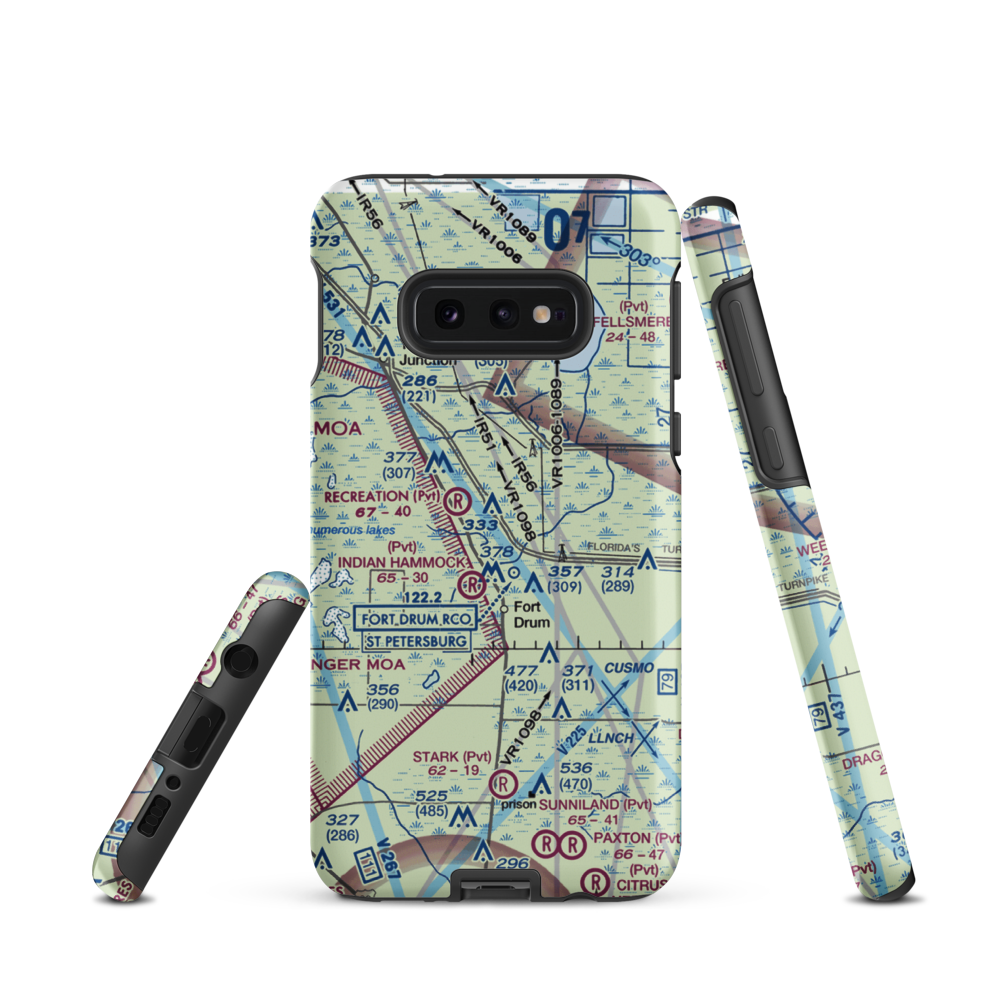 Lake Montaza Airport (83FD) VFR Sectional Samsung Phone Case Samsung Galaxy S10e model shown