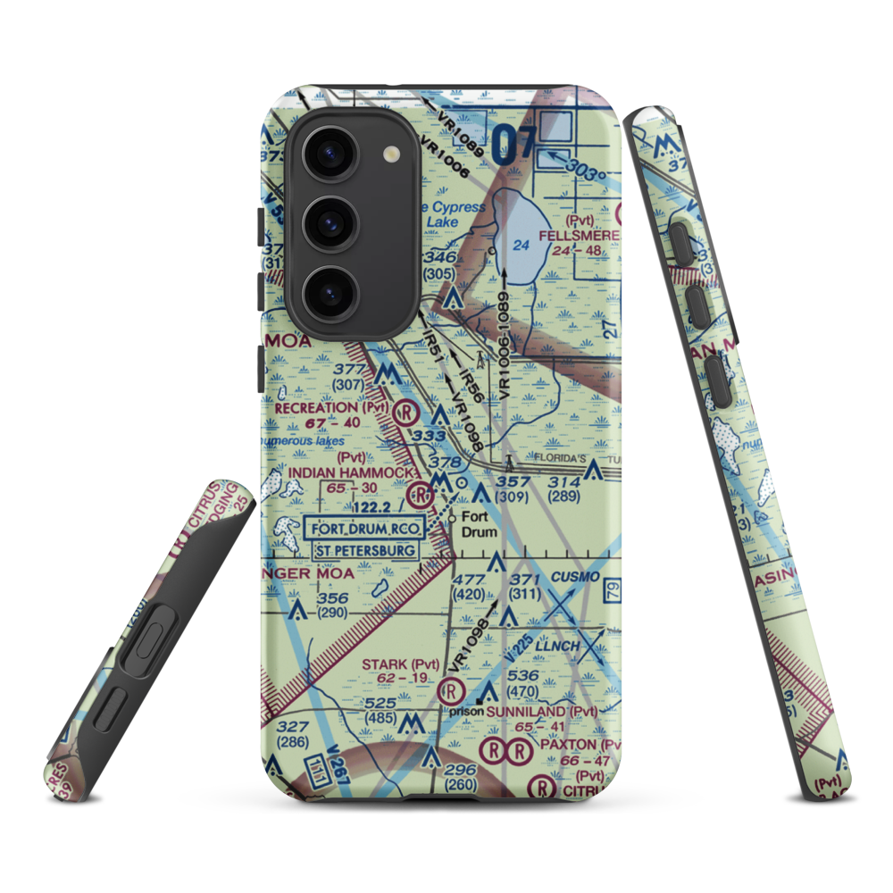 Lake Montaza Airport (83FD) VFR Sectional Samsung Phone Case Samsung Galaxy S23 Plus model shown
