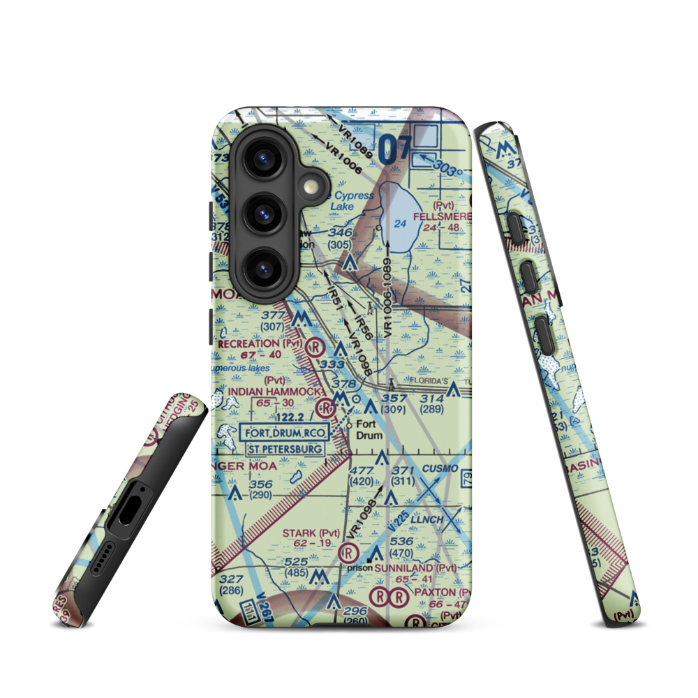 Lake Montaza Airport (83FD) VFR Sectional Samsung Phone Case Samsung Galaxy S24 model shown