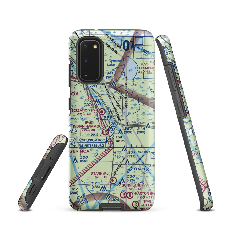 Lake Montaza Airport (83FD) VFR Sectional Samsung Phone Case Samsung Galaxy S20 model shown