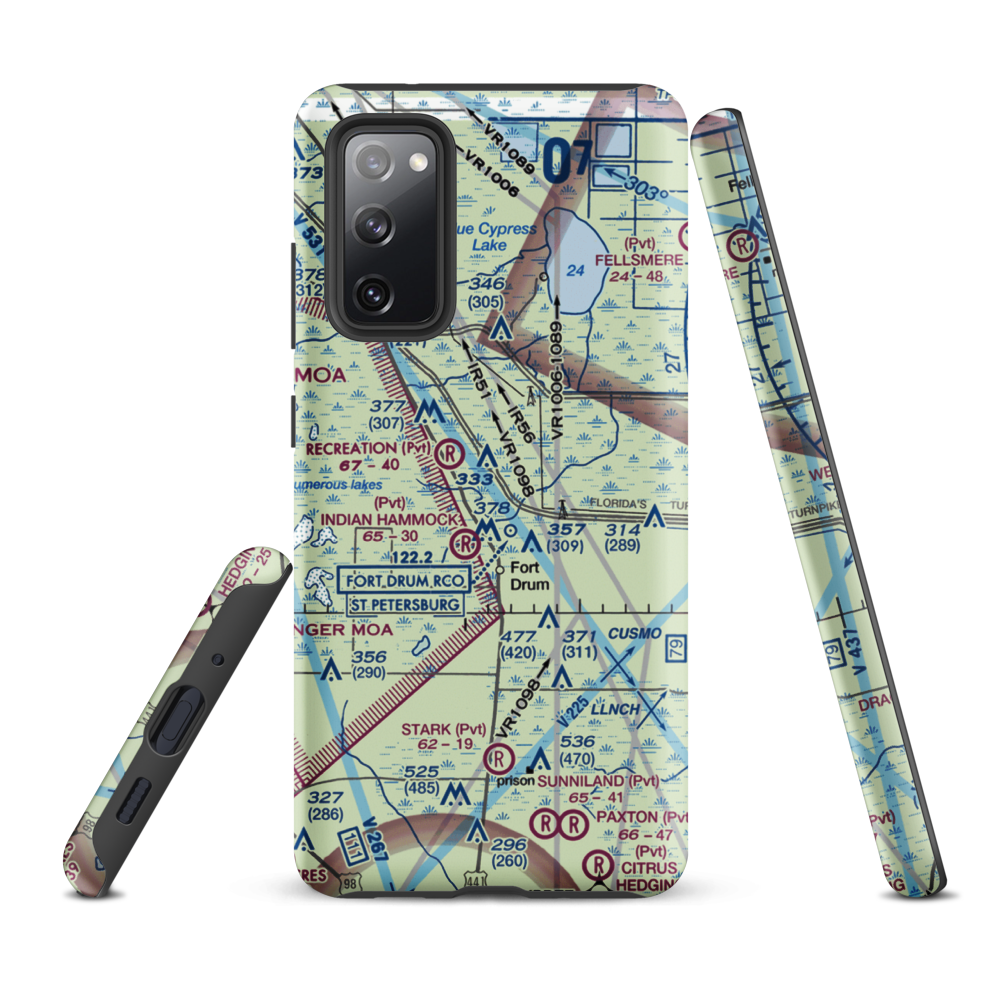 Lake Montaza Airport (83FD) VFR Sectional Samsung Phone Case Samsung Galaxy S20 FE model shown