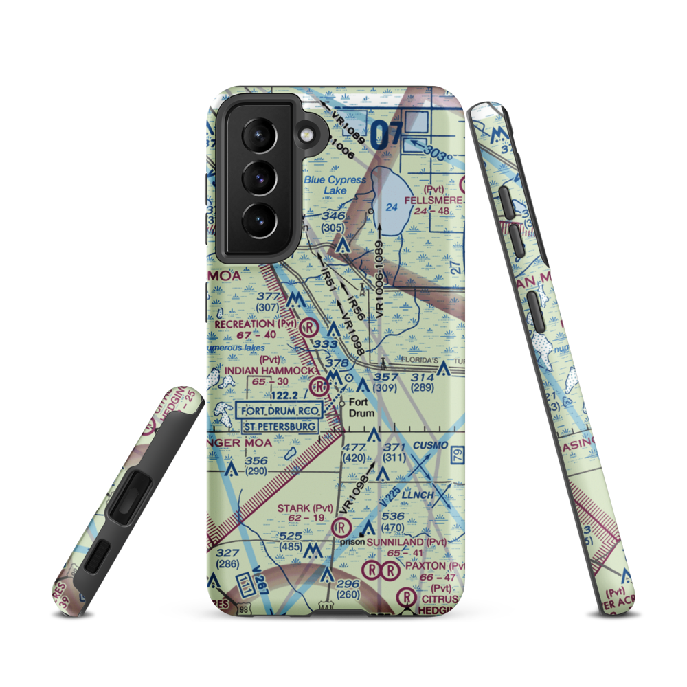 Lake Montaza Airport (83FD) VFR Sectional Samsung Phone Case Samsung Galaxy S21 model shown