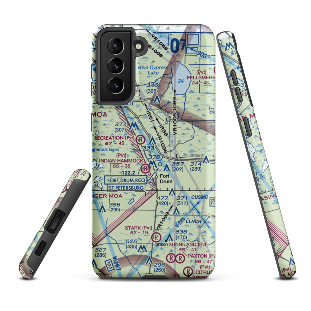 Lake Montaza Airport (83FD) VFR Sectional Samsung Phone Case Samsung Galaxy S21 FE model shown