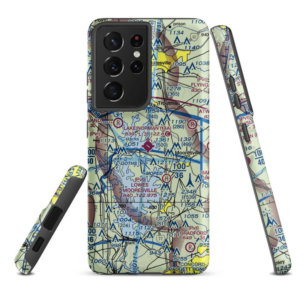 Lake Norman Airpark (14A) VFR Sectional Samsung Phone Case Samsung Galaxy S21 Ultra model shown