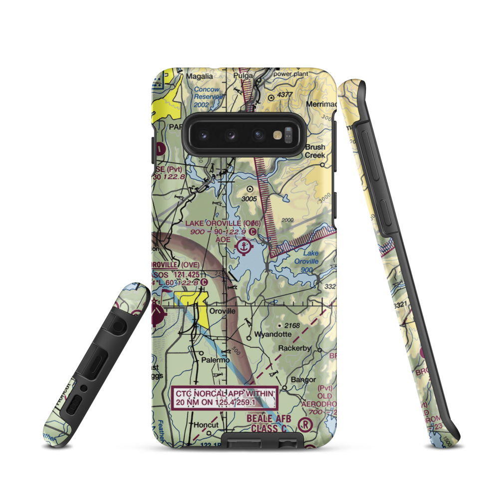 Lake Oroville Landing Area Seaplane Base (O06) VFR Sectional Samsung Phone Case Samsung Galaxy S10 model shown