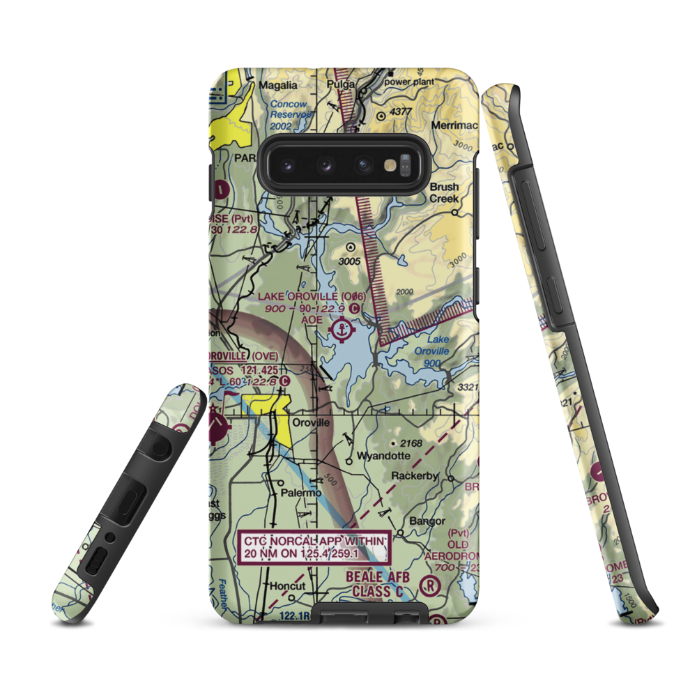 Lake Oroville Landing Area Seaplane Base (O06) VFR Sectional Samsung Phone Case Samsung Galaxy S10 Plus model shown