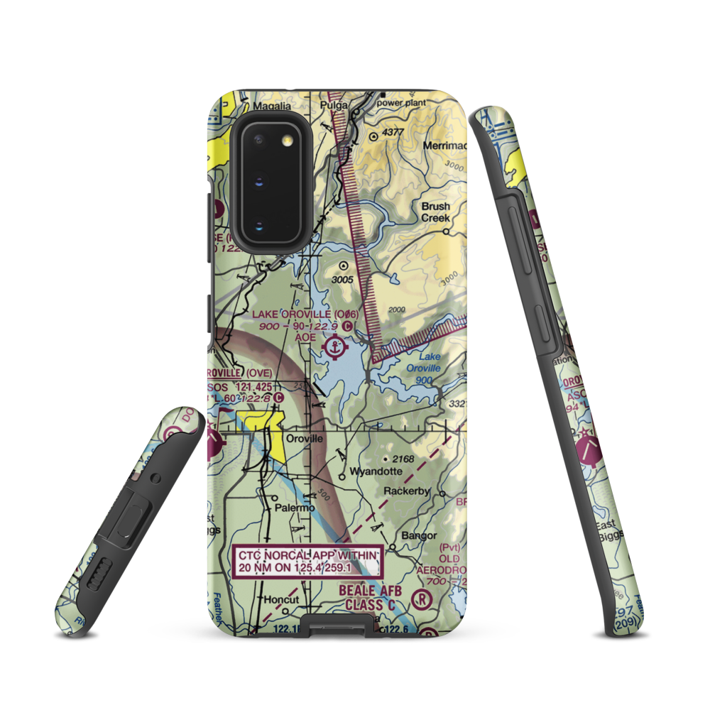 Lake Oroville Landing Area Seaplane Base (O06) VFR Sectional Samsung Phone Case Samsung Galaxy S20 model shown