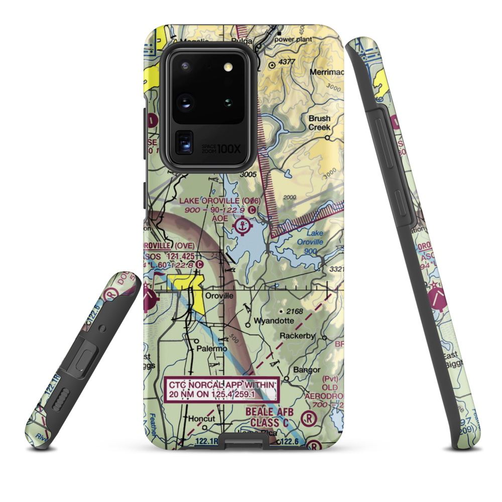 Lake Oroville Landing Area Seaplane Base (O06) VFR Sectional Samsung Phone Case Samsung Galaxy S20 Ultra model shown