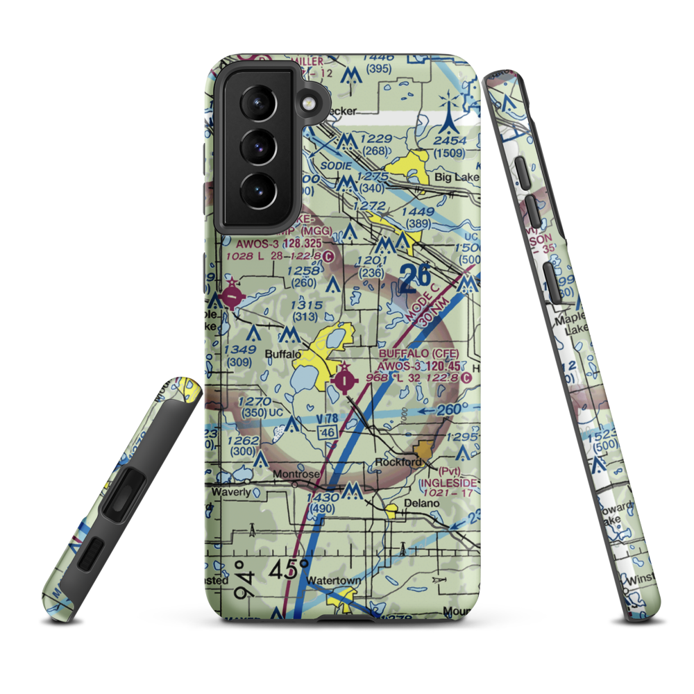 Lake Pulaski Seaplane Base (MY73) VFR Sectional Samsung Phone Case Samsung Galaxy S21 Plus model shown