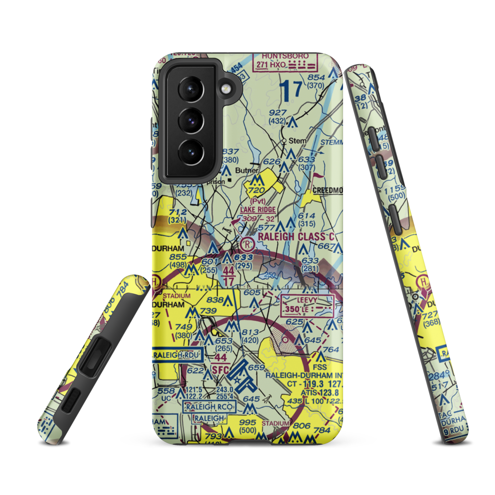 Lake Ridge Aero Park Airport (8NC8) VFR Sectional Samsung Phone Case Samsung Galaxy S21 FE model shown
