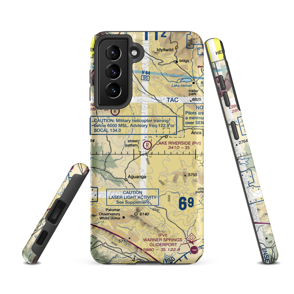 Lake Riverside Estates Airport (54CL) VFR Sectional Samsung Phone Case Samsung Galaxy S21 FE model shown