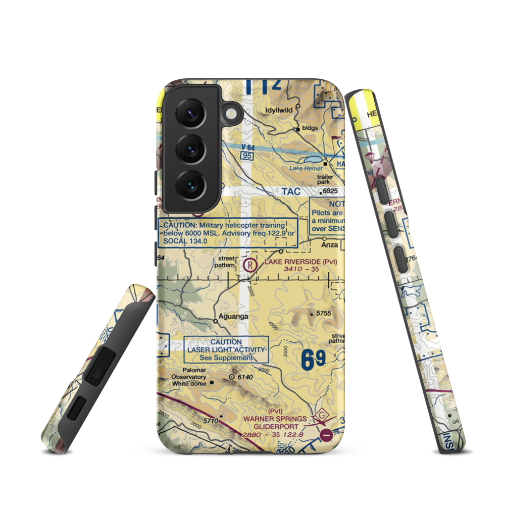 Lake Riverside Estates Airport (54CL) VFR Sectional Samsung Phone Case Samsung Galaxy S22 model shown