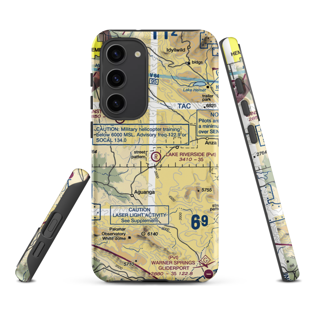Lake Riverside Estates Airport (54CL) VFR Sectional Samsung Phone Case Samsung Galaxy S23 Plus model shown