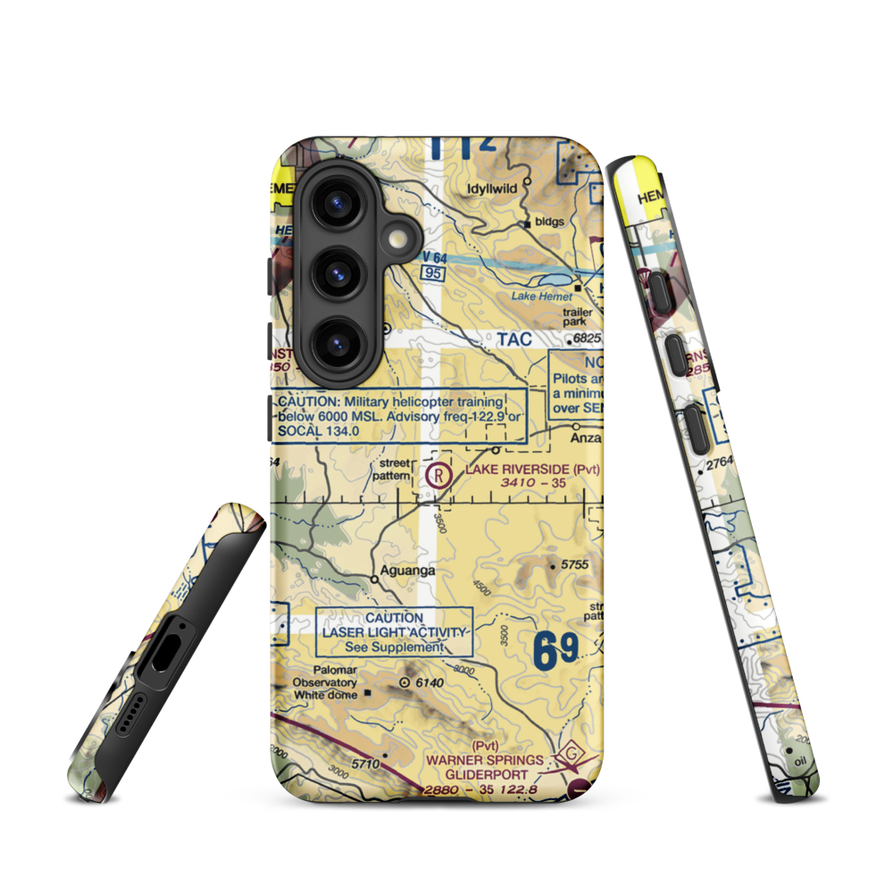 Lake Riverside Estates Airport (54CL) VFR Sectional Samsung Phone Case Samsung Galaxy S24 model shown