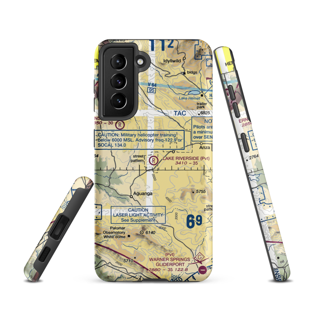Lake Riverside Estates Airport (54CL) VFR Sectional Samsung Phone Case Samsung Galaxy S21 model shown