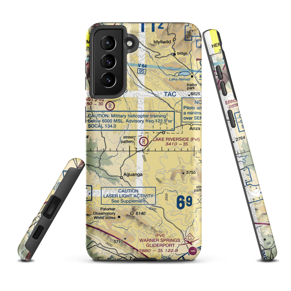 Lake Riverside Estates Airport (54CL) VFR Sectional Samsung Phone Case Samsung Galaxy S21 Plus model shown