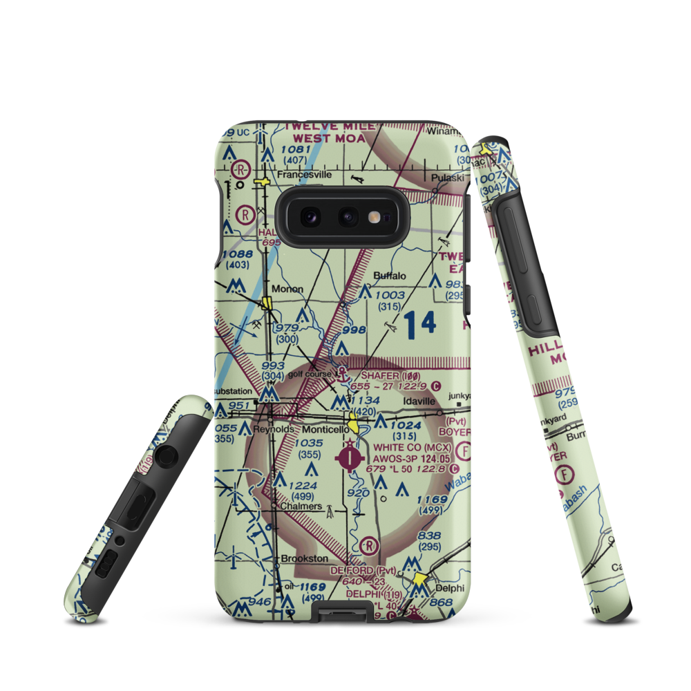 Lake Shafer Seaplane Base (I00) VFR Sectional Samsung Phone Case Samsung Galaxy S10 Plus model shown
