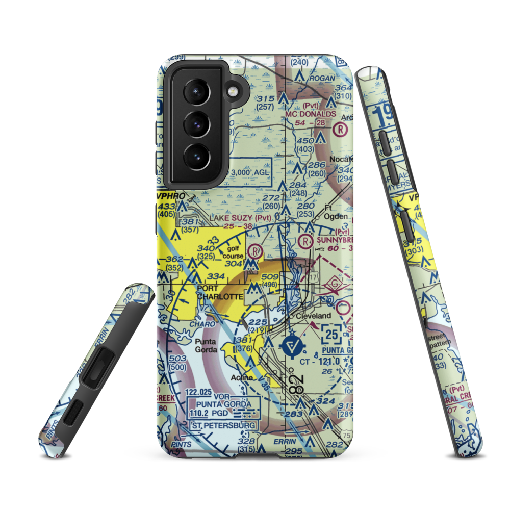 Lake Suzy Estates Airport (20FL) VFR Sectional Samsung Phone Case Samsung Galaxy S21 FE model shown