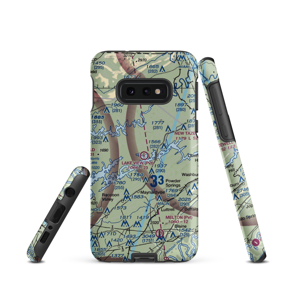 Lake View Airport (TN10) VFR Sectional Samsung Phone Case Samsung Galaxy S10e model shown