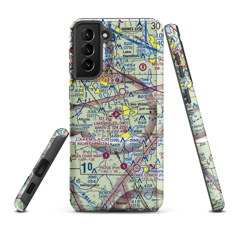 Lake Wales Municipal Airport (X07) VFR Sectional Samsung Phone Case Samsung Galaxy S21 Plus model shown
