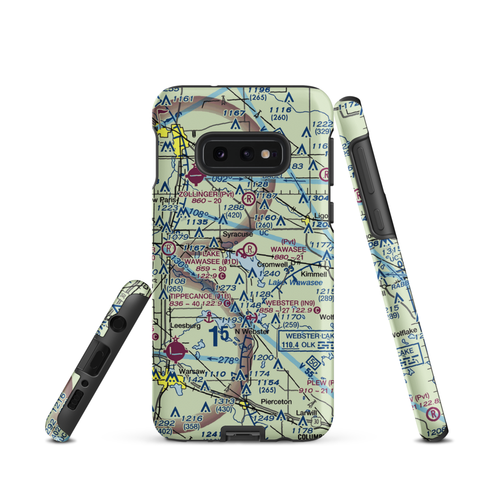 Lake Wawasee Seaplane Base (01D) VFR Sectional Samsung Phone Case Samsung Galaxy S10e model shown