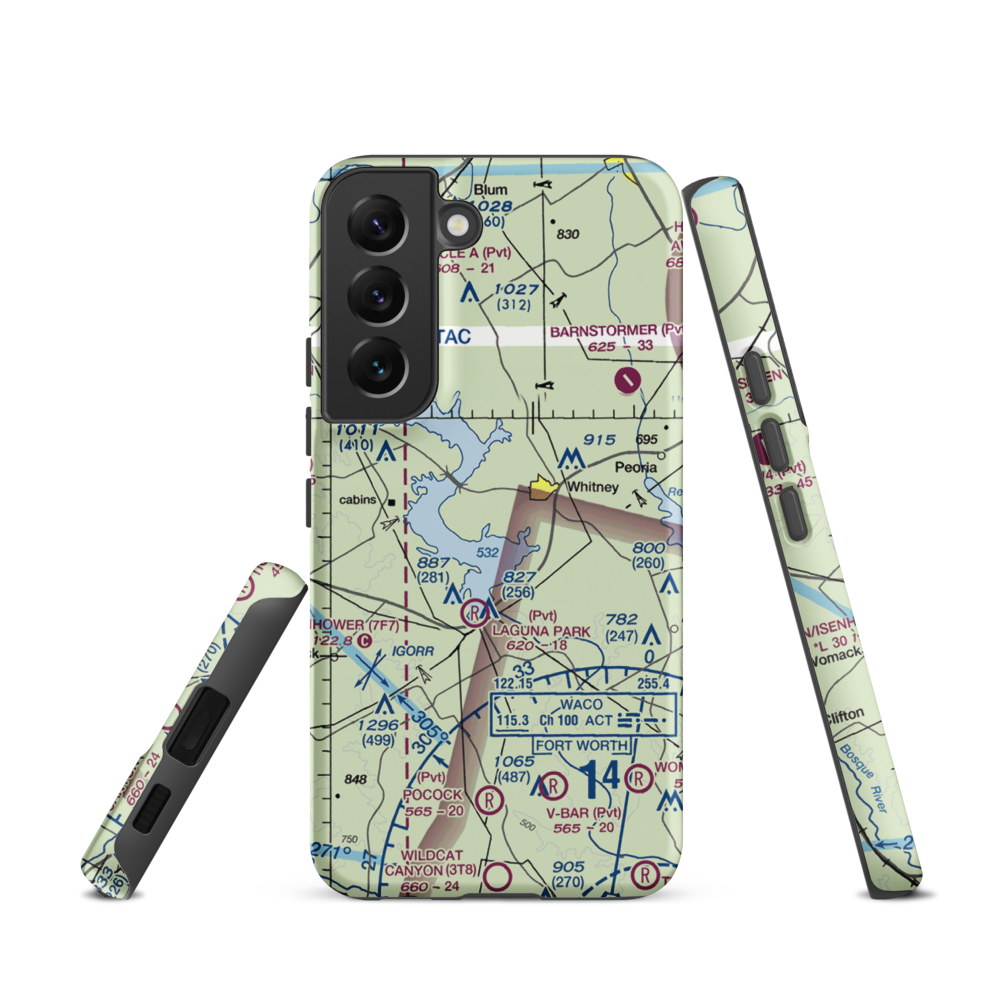 Lake Whitney State Park Airport (F50) VFR Sectional Samsung Phone Case Samsung Galaxy S22 model shown