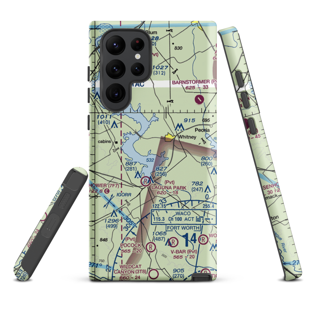 Lake Whitney State Park Airport (F50) VFR Sectional Samsung Phone Case Samsung Galaxy S22 Ultra model shown
