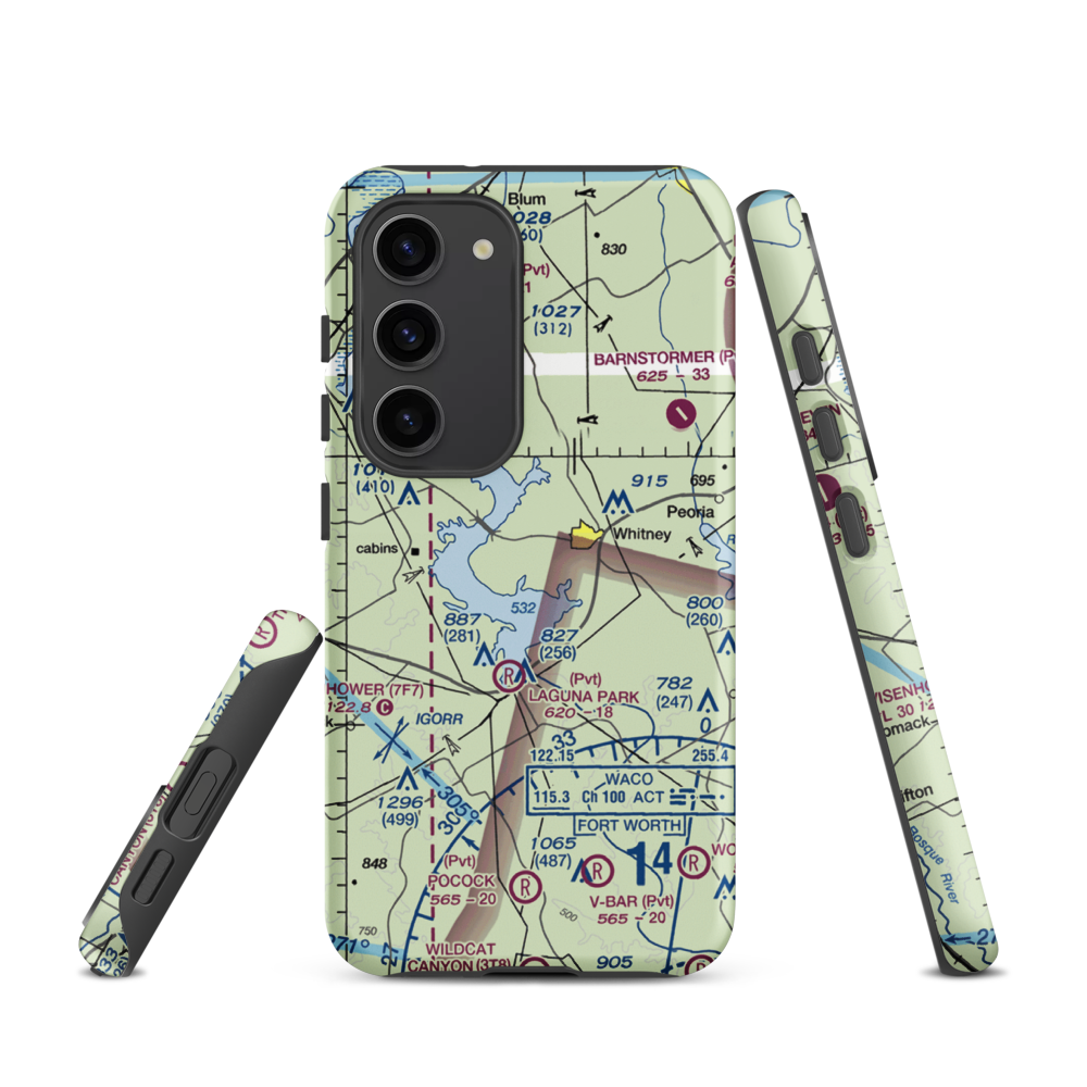 Lake Whitney State Park Airport (F50) VFR Sectional Samsung Phone Case Samsung Galaxy S23 model shown