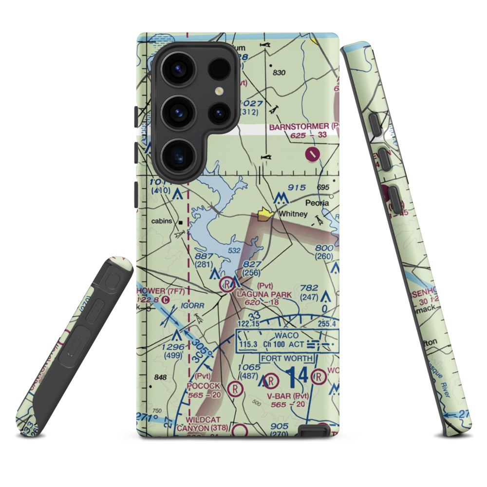 Lake Whitney State Park Airport (F50) VFR Sectional Samsung Phone Case Samsung Galaxy S23 Ultra model shown