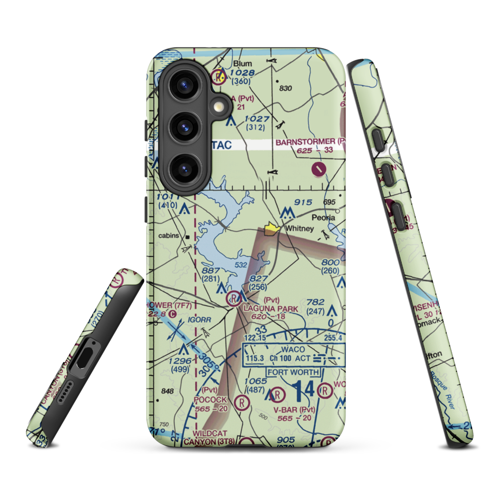 Lake Whitney State Park Airport (F50) VFR Sectional Samsung Phone Case Samsung Galaxy S24 Plus model shown