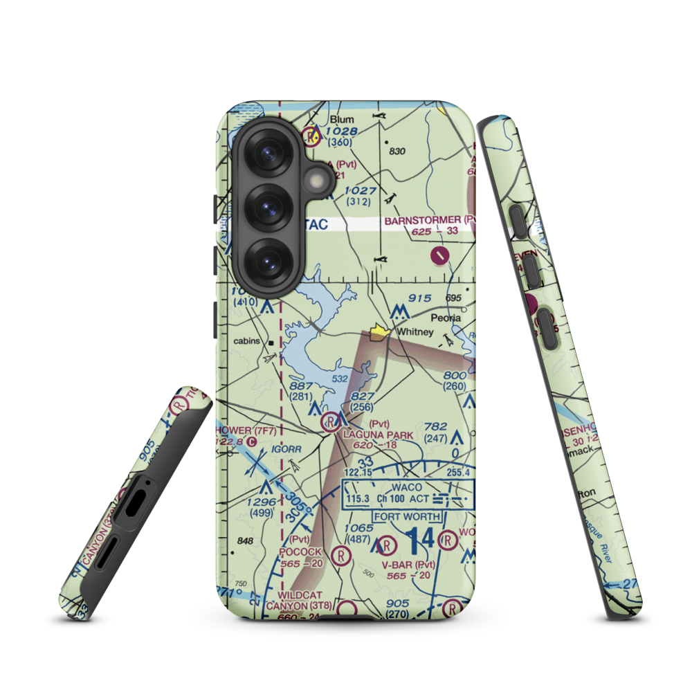 Lake Whitney State Park Airport (F50) VFR Sectional Samsung Phone Case Samsung Galaxy S25 model shown