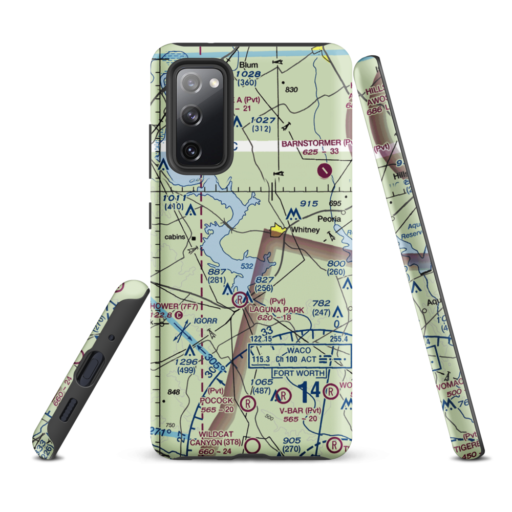 Lake Whitney State Park Airport (F50) VFR Sectional Samsung Phone Case Samsung Galaxy S20 FE model shown
