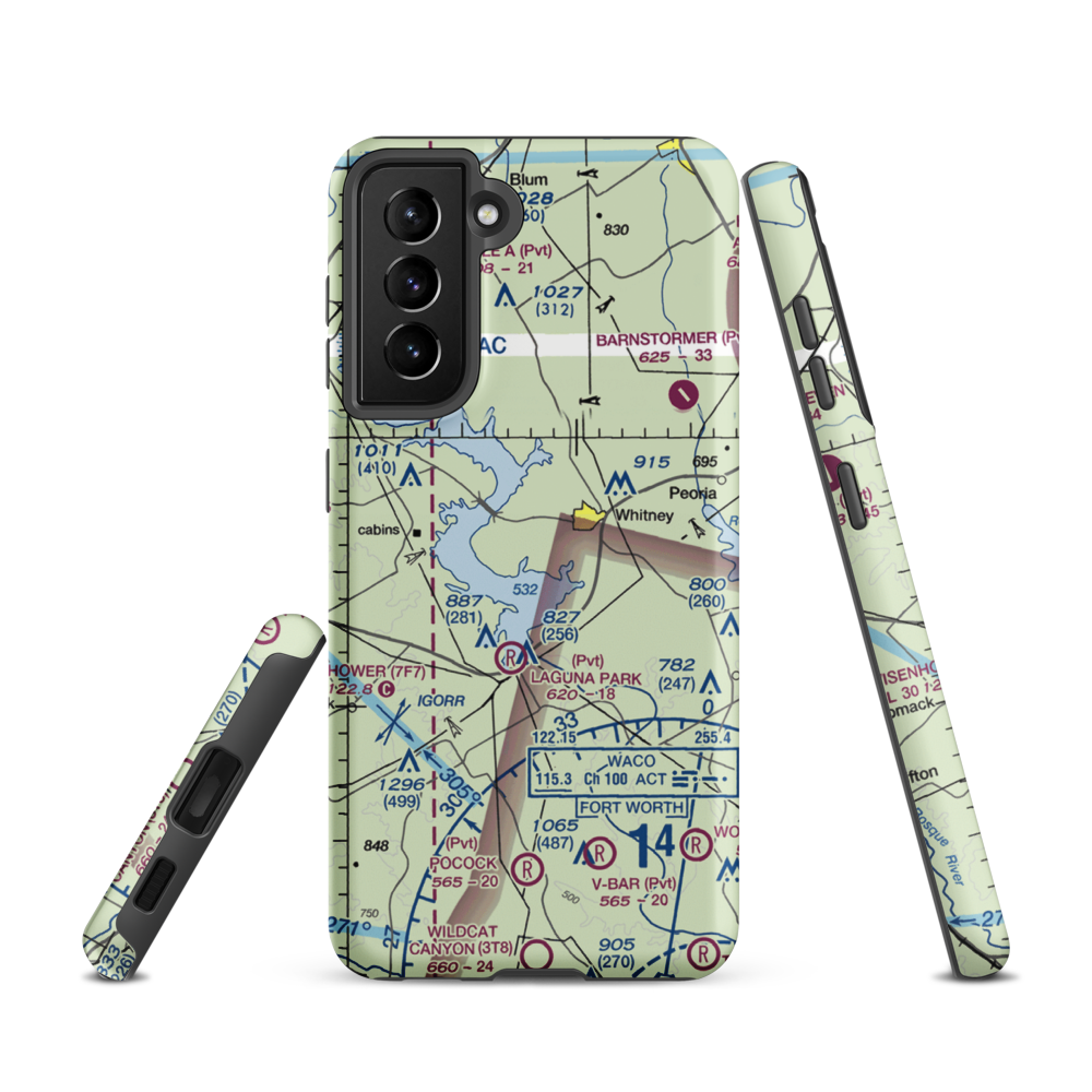 Lake Whitney State Park Airport (F50) VFR Sectional Samsung Phone Case Samsung Galaxy S21 model shown