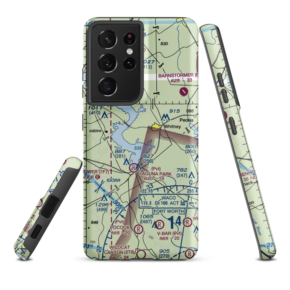 Lake Whitney State Park Airport (F50) VFR Sectional Samsung Phone Case Samsung Galaxy S21 Plus model shown