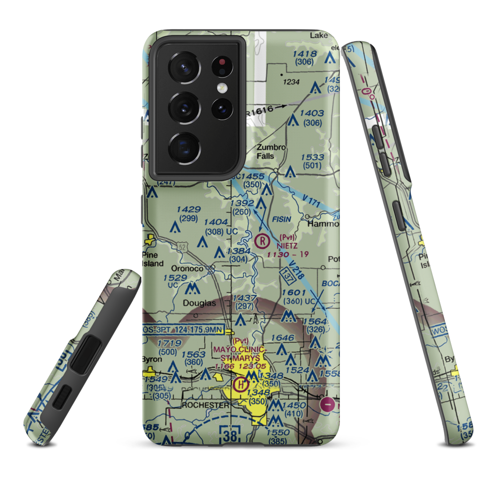 Lake Zumbro Seaplane Base (8MN0) VFR Sectional Samsung Phone Case Samsung Galaxy S21 Ultra model shown