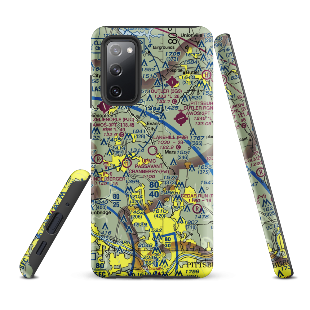 Lakehill Airport (P09) VFR Sectional Samsung Phone Case Samsung Galaxy S20 FE model shown