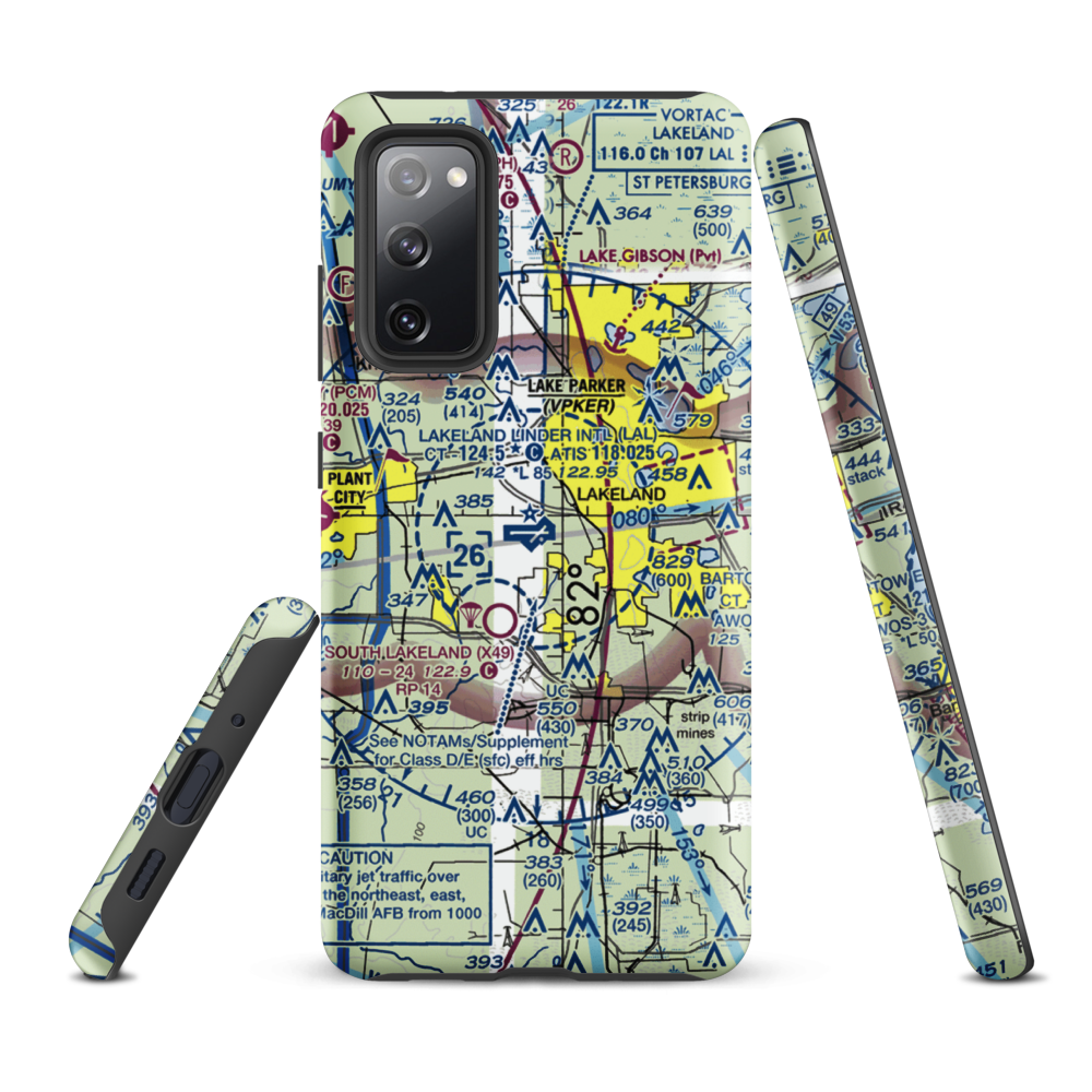 Lakeland Linder International Airport (LAL) VFR Sectional Samsung Phone Case Samsung Galaxy S20 FE model shown